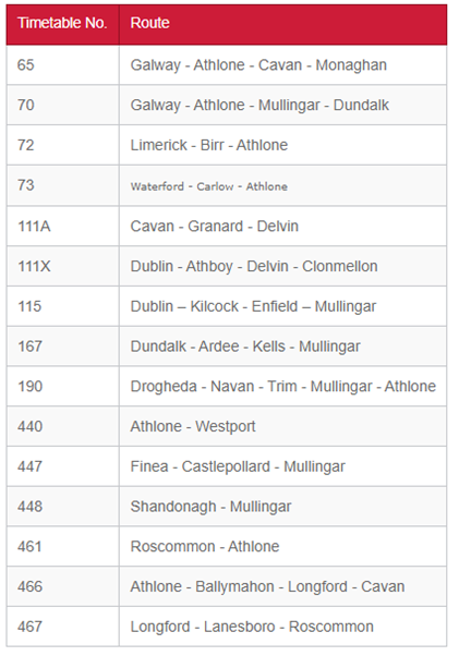 Bus Eireann WM Service Area